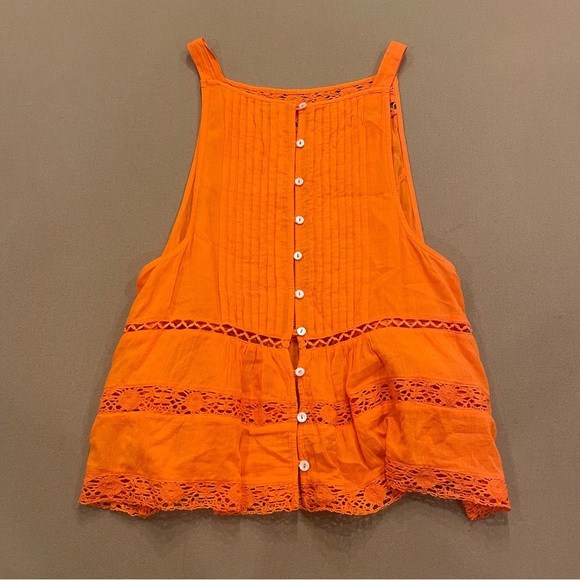 Free People Orange Crochet Tank Size Medium - Picture 4 of 9